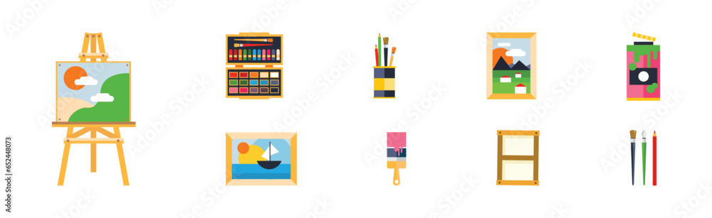 Poster art tool and object for painting vector set