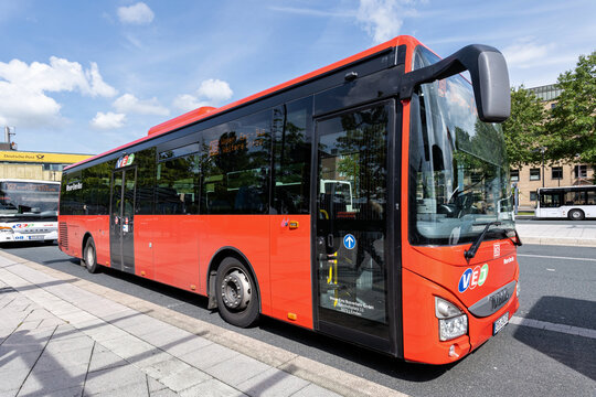 Emden, Germany - August 29, 2023: DB Weser-Ems-Bus Iveco Crossway LE bus at Emden central bus station