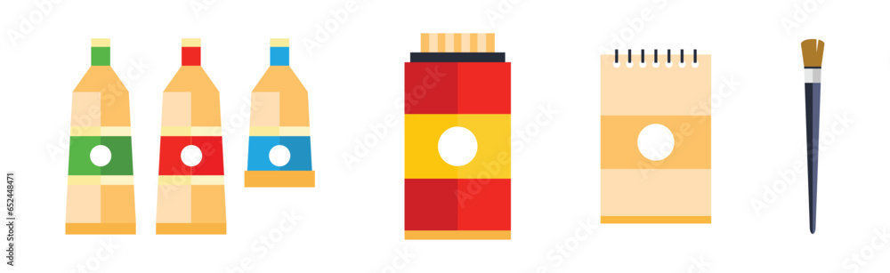 Poster art tool and object for painting vector set