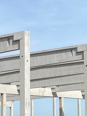 modern reinforced concrete construction of a large industrial hall - 652448624