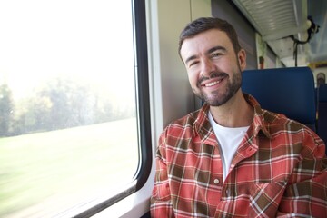 Traveler enjoying a confortable train 