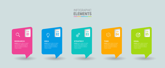 Business infographic template design icons 5 options or steps
