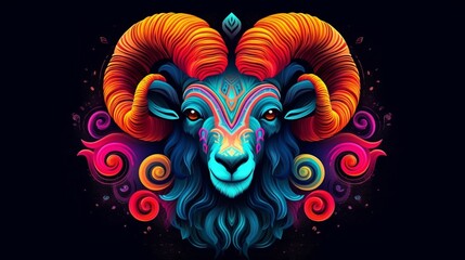 A cosmic ram with a bold and graphic style featuring.Generative AI