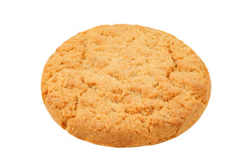 Oatmeal cookies, one, close-up, isolated on white background with clipping path