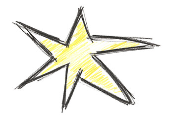 Obraz premium Hand draw icon star, watercolor pencil, symbol isolated on white