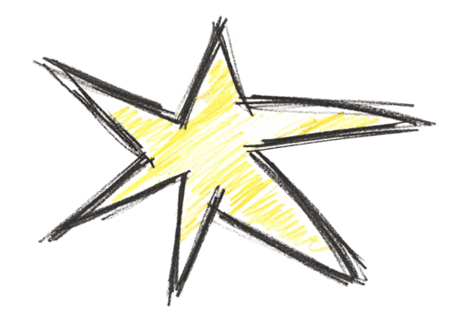 Hand draw icon star, watercolor pencil, symbol isolated on white - Powered by Adobe