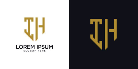 Monogram logo design initial letter i combined with shield element and creative concept