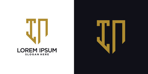 Monogram logo design initial letter i combined with shield element and creative concept