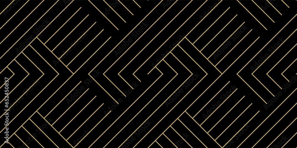 Poster Luxury gold background pattern seamless geometric line stripe chevron square zigzag abstract design vector. Christmas background.