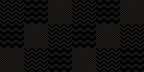 Luxury gold background pattern seamless geometric line zigzag wave chevron design vector. Christmas background. - 652450820