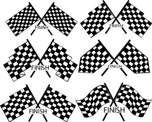 	
Vector black and white checkered auto racing flags and finishing tape vector set	
