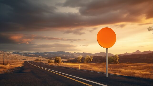 Stay safe on the road. A highway sign provides essential information for your travel journey