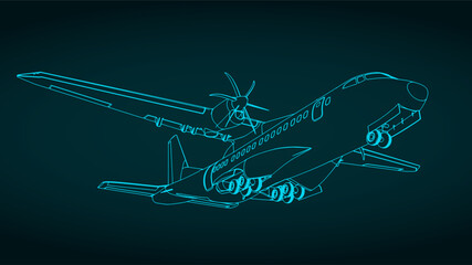 Turboprop transport aircraft illustration © blacklight_trace