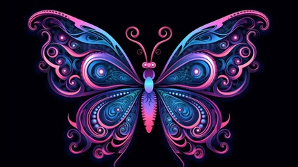 a design of a butterfly in blue and purple colors in.Generative AI