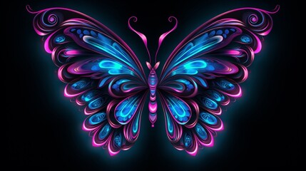 a design of a butterfly in blue and purple colors in.Generative AI