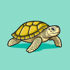 Sea Turtle Turquoise Oceanlife Cartoon Vector Art