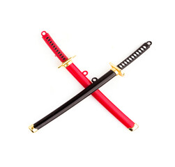 samurai swords on white background