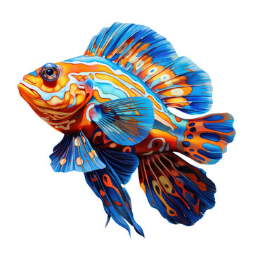 Mandarin fish on transparent background