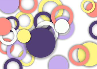 Colorful geometric abstract background. Overlapping colorful circles and rings. Modern elegance, bright fashion background. Brochure and banner template. Vector