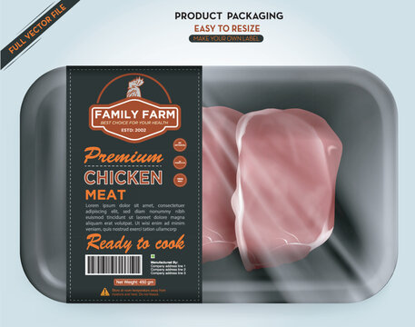 Meat Label,Meat box packaging, Chicken meat, label for print, Chicken meat box labaling, packaging, barcode label, package design, price label, vector packgaing design, Box mockup, free mockup