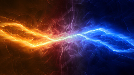 Fire and Ice fractal lightning background, electrical abstract - 652455458