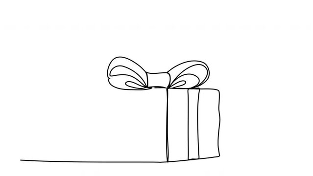 Gift box one line drawing animation.