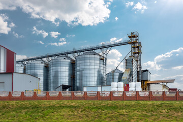 agro-processing plant for processing and silos for drying cleaning and storage of agricultural products, flour, cereals and grain © hiv360