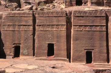 Cave dwellings in the ancient city of Petra, Jordan
