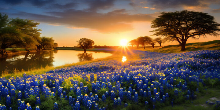 sunset over the river