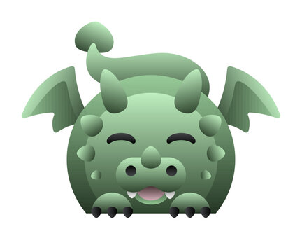 Abstract Simple Happy Rounded Baby Dragon. Celebration. Christmas, New Year. Chinese Calendar 1952, 1964, 1976, 1988, 2000, 2012, 2024, 2036, 2048, 2060 years.