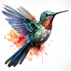 watercolor Hummingbird clipart, Generative Ai