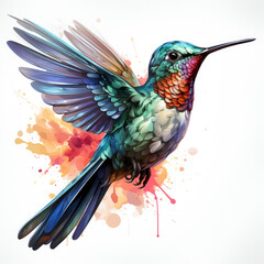 Fototapeta premium watercolor Hummingbird clipart, Generative Ai
