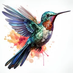 Fotobehang Kolibrie watercolor Hummingbird clipart, Generative Ai