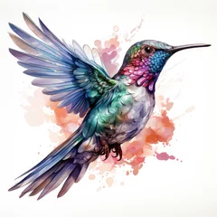 Fotobehang Kolibrie watercolor Hummingbird clipart, Generative Ai