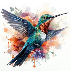 Obraz premium watercolor Hummingbird clipart, Generative Ai