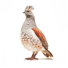 Scaled quail bird isolated on white background.