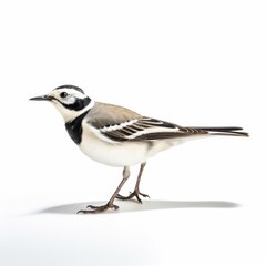 White wagtail bird isolated on white background.