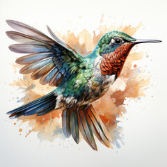 Obraz premium watercolor Hummingbird clipart, Generative Ai