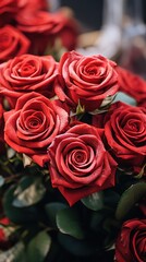 Close-up of a bouquet of red roses