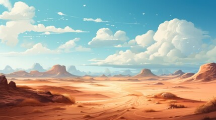 Mysterious desert landscape with sand dunes - obrazy, fototapety, plakaty