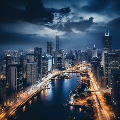 Fototapeta premium Breathtaking aerial view of urban skyline