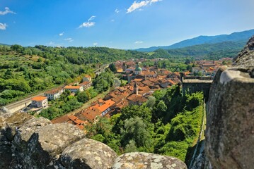 View on the town of Pontremoli in the Apennin mountains in the Tuscany, Italy