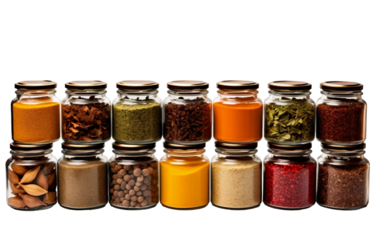 jars with colorful spices