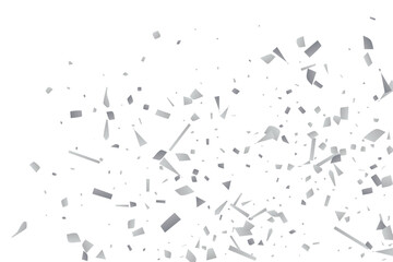 Silver glitter confetti on a white background. Decorative element.
