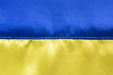 close up of fabric Ukrainian flag