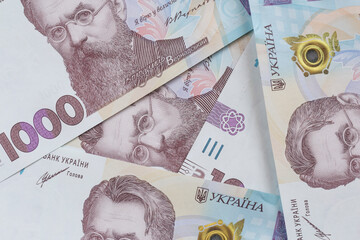  several one thousand Ukrainian hrivnya banknotes