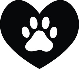 Animal Paw Print Icon Set. Black Vector Icons Isolated On Transparent Background
