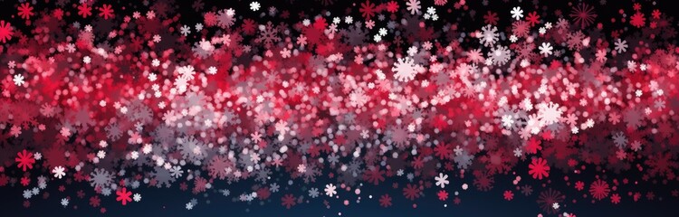 A festive winter background with red and white colors and snowflakes