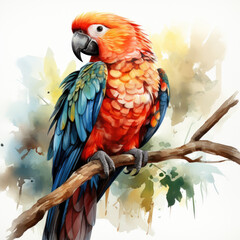 watercolor Parrot clipart, Generative Ai