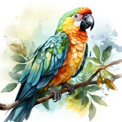 Obraz premium watercolor Parrot clipart, Generative Ai